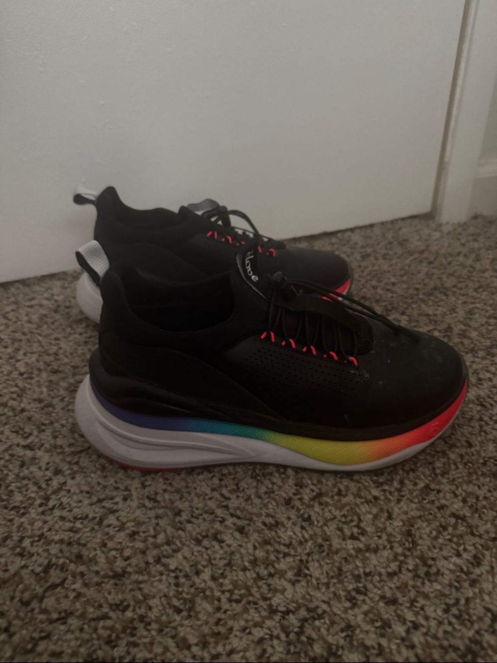 Clove Women’s Black Sneakers with Rainbow Sole - Comfortable Casual Shoes